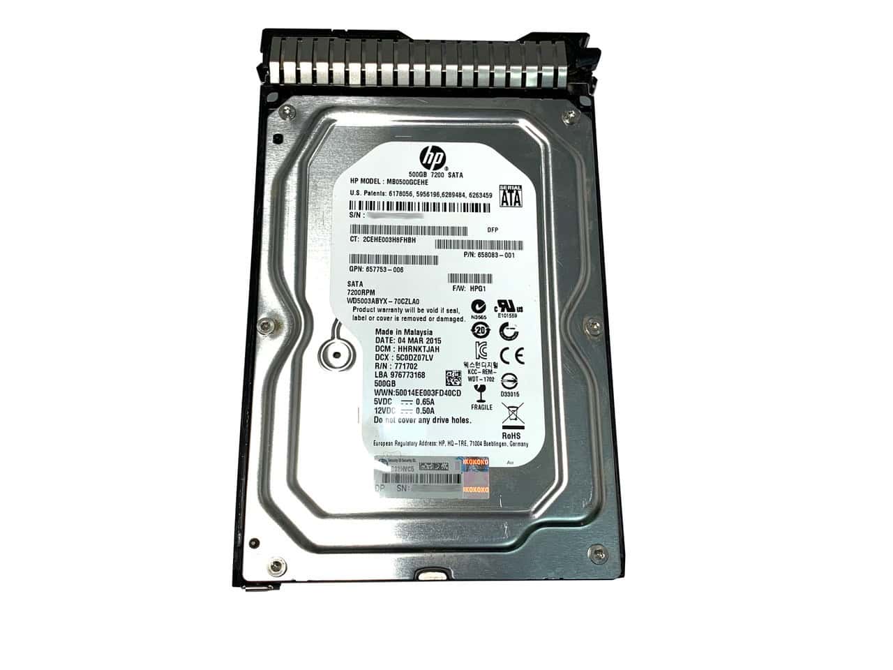 HP 500GB 6G SATA 7.2K 3.5IN (658103-001-RFB) thumbnail
