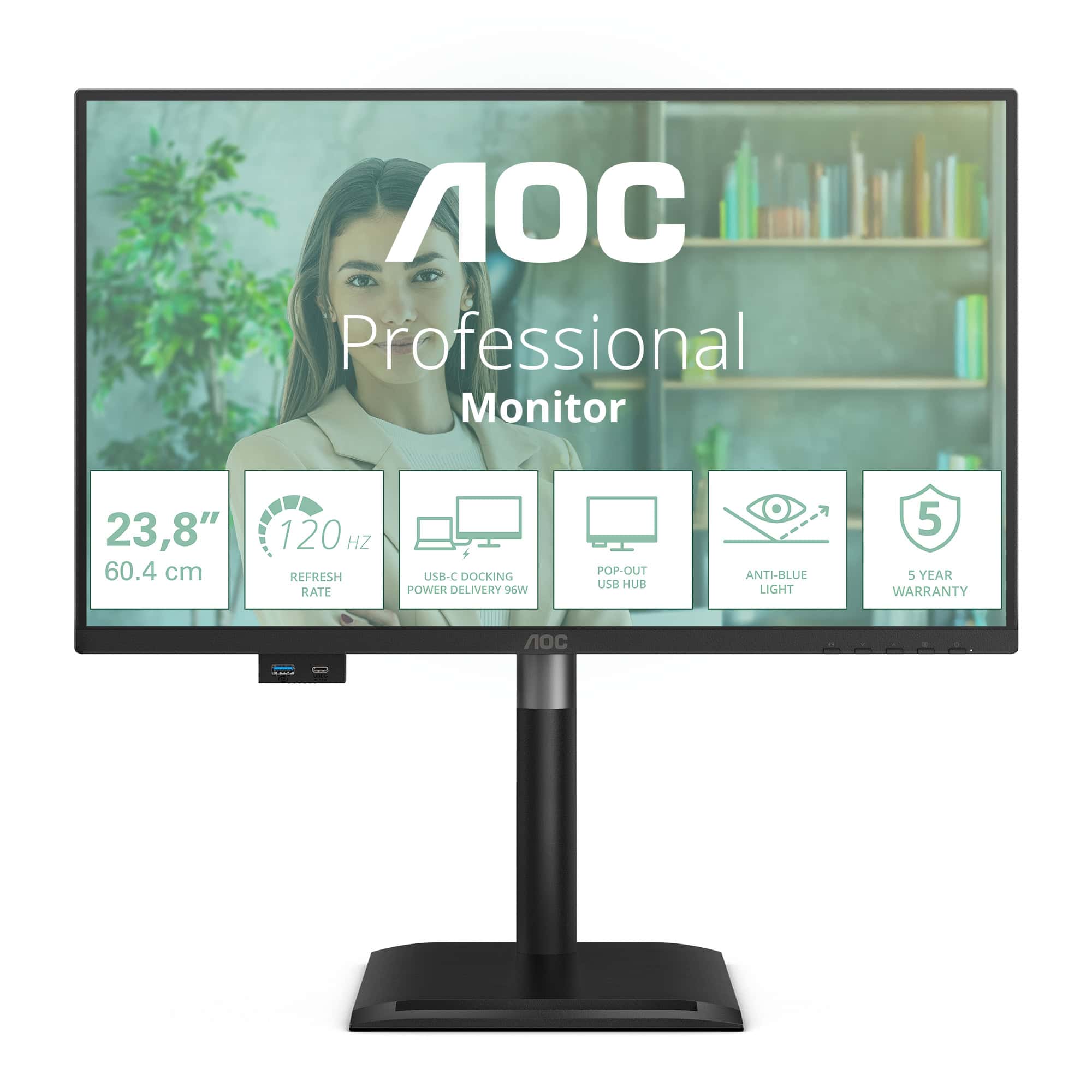 AOC 24P4CV computer monitor 60,5 cm (23.8") 1920 x 1080 Pixels Full HD LED Zwart (24P4CV) thumbnail