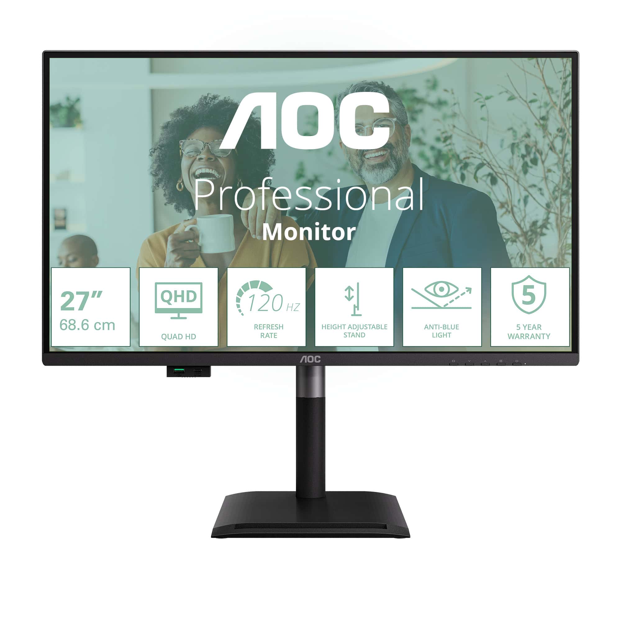 AOC Q27P4CV computer monitor 68,6 cm (27") 2560 x 1440 Pixels Quad HD LED Zwart (Q27P4CV) thumbnail