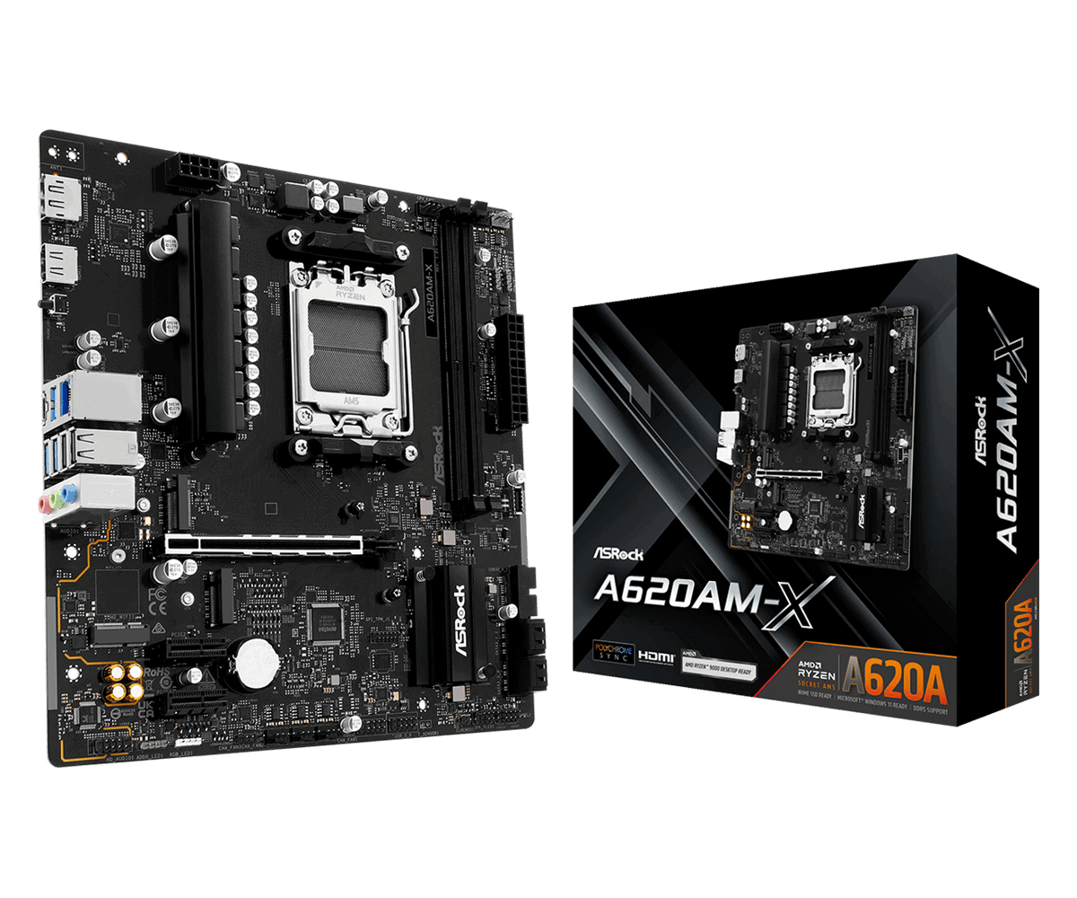 Asrock A620AM-X motherboard AMD A620 Socket AM5 micro ATX (A620AM-X) thumbnail