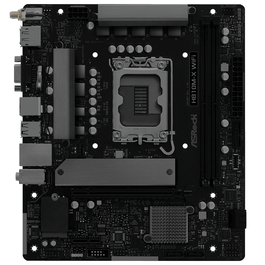 Asrock H810M-H Intel H810 LGA 1851 (Socket V1) micro ATX (H810M-H) thumbnail