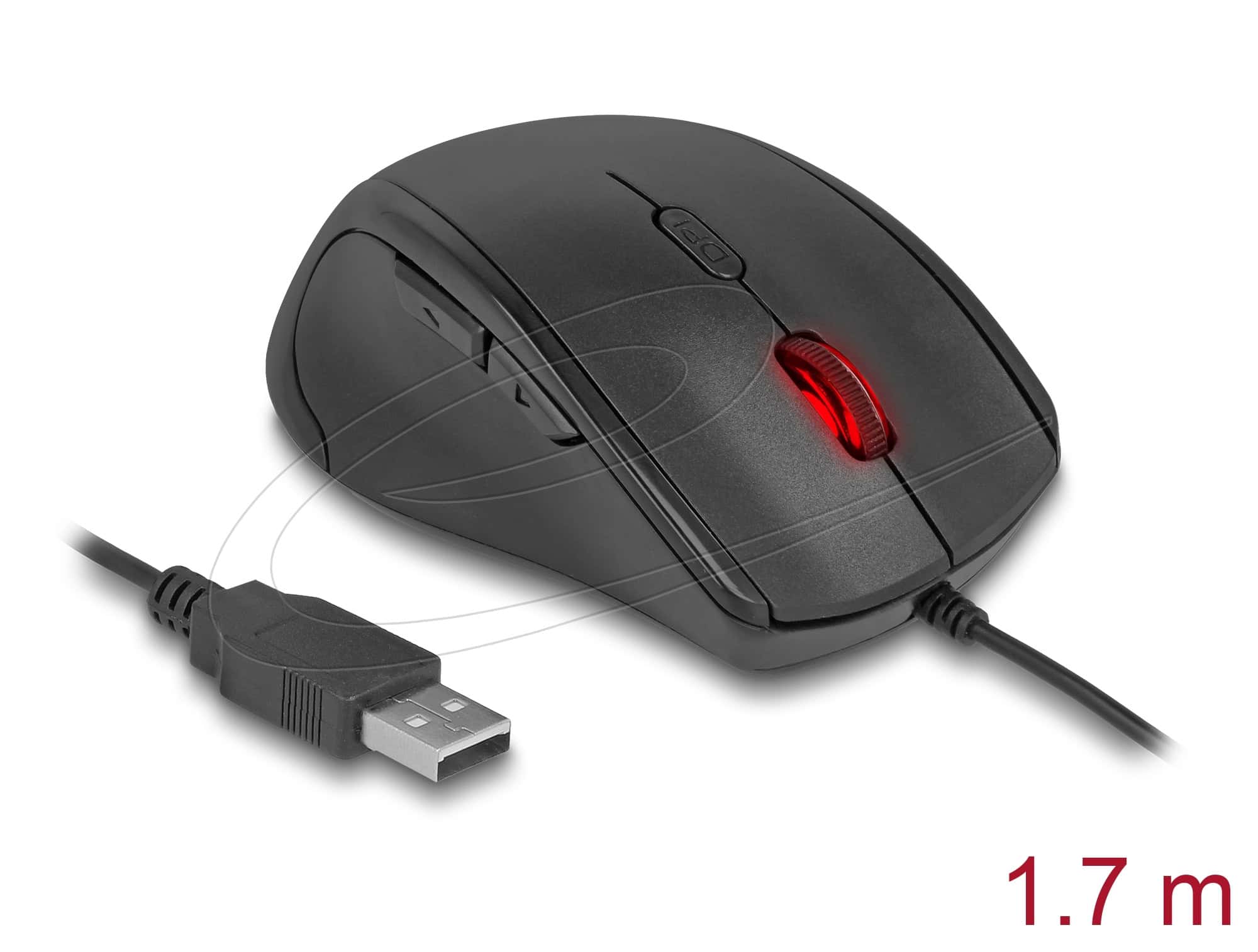 DELOCK Ergonomische optische 5-Tasten USB Maus - Linkshänder (12548) thumbnail