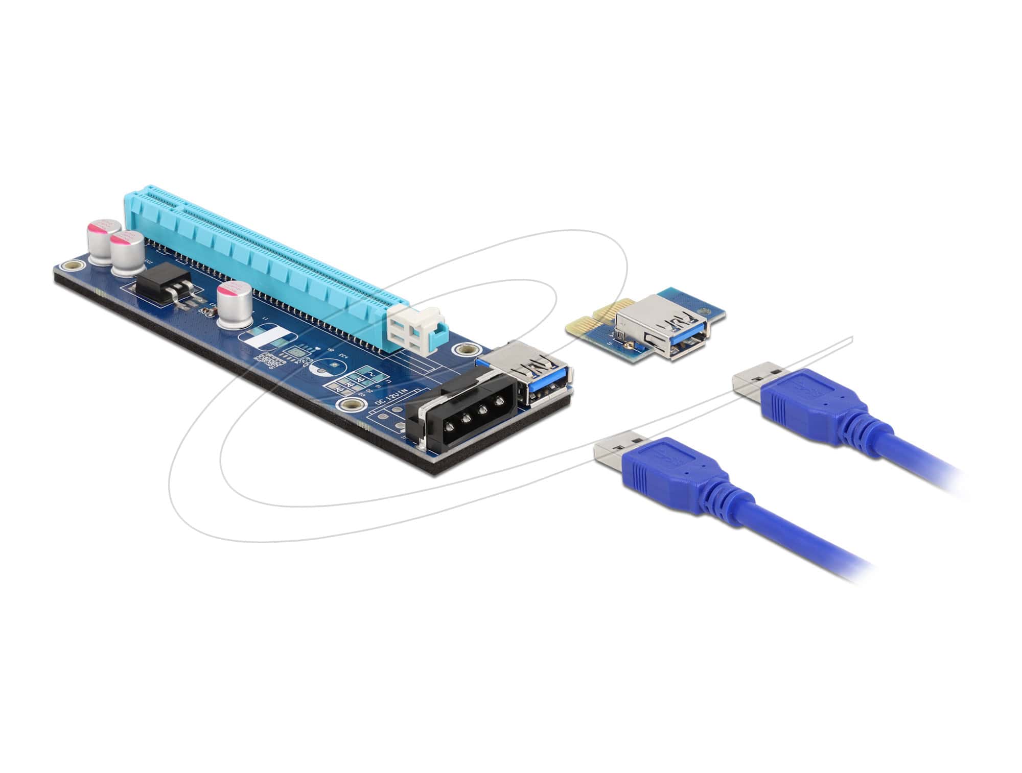 Delock Riser Karte PCI Express x1 zu x16 mit 60 cm USB Kabel (41430) thumbnail