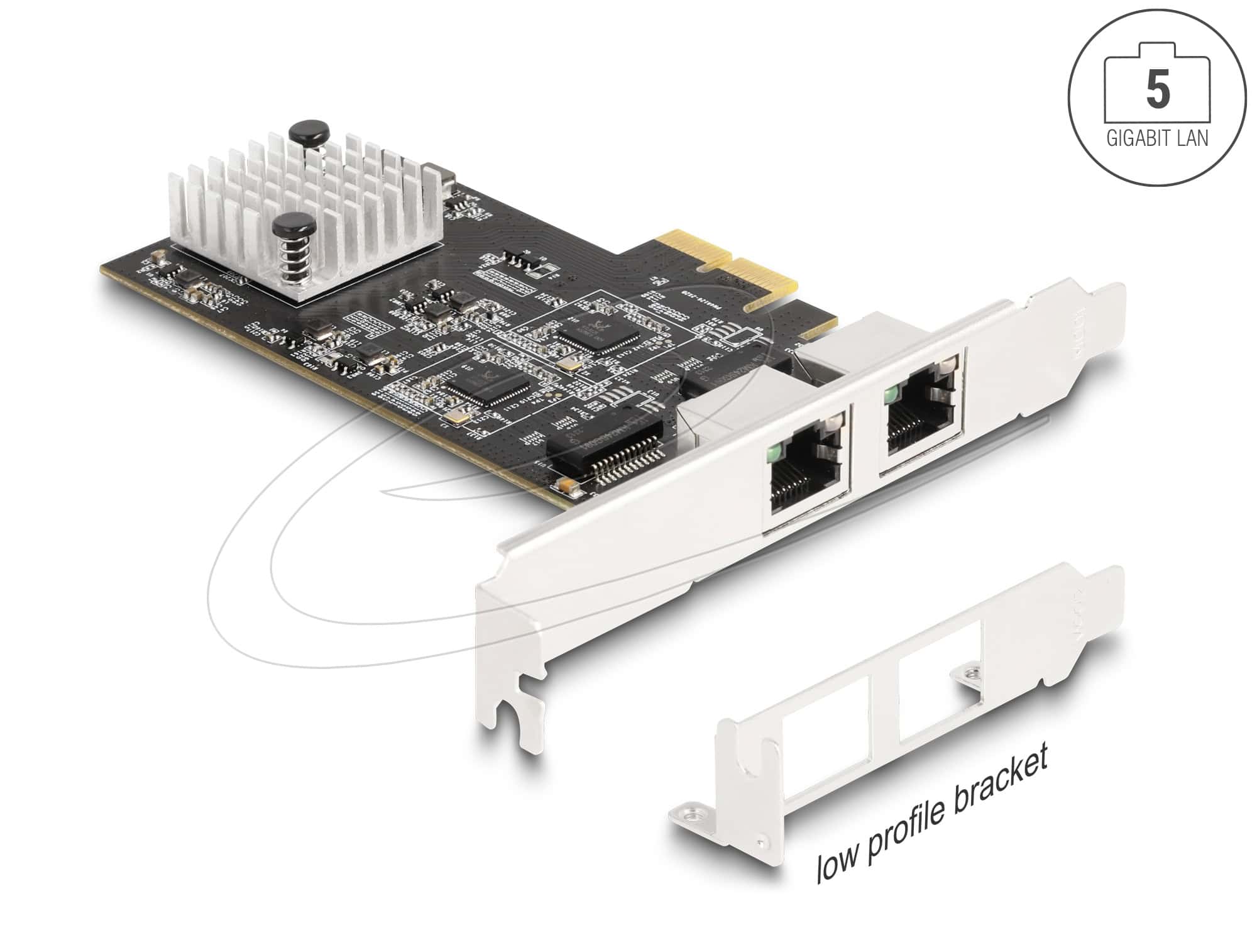Delock PCI Express x2 Netzwerkkarte 5 Gigabit LAN 2 x RJ45 RTL8126 (81261) thumbnail