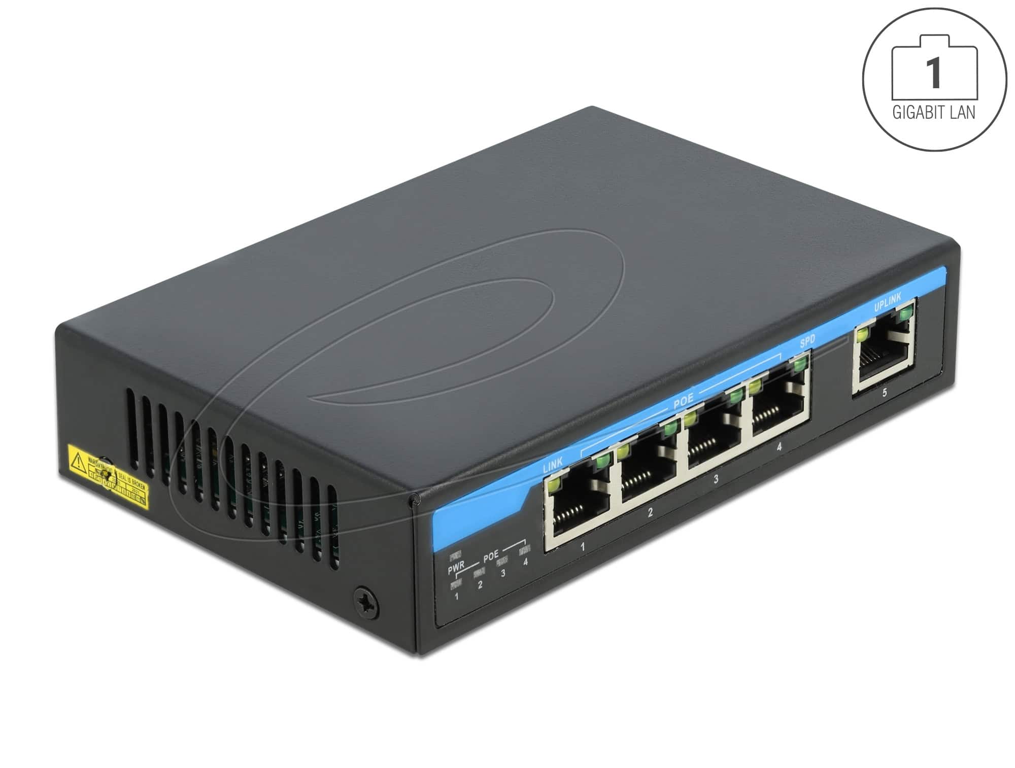 DELOCK Gigabit Ethernet Switch 4 Port PoE + 1 RJ45 (87764) thumbnail