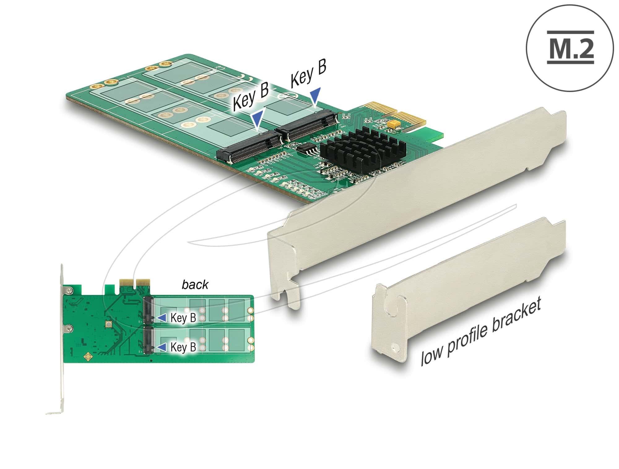 Delock PCI Express x2 Karte > 4 x intern M.2 Key B - Low Profile Formfaktor (89588) thumbnail