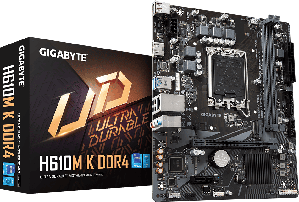 GIGABYTE H610M K DDR4 -LGA 1700 -mATX (H610MKDDR4) thumbnail