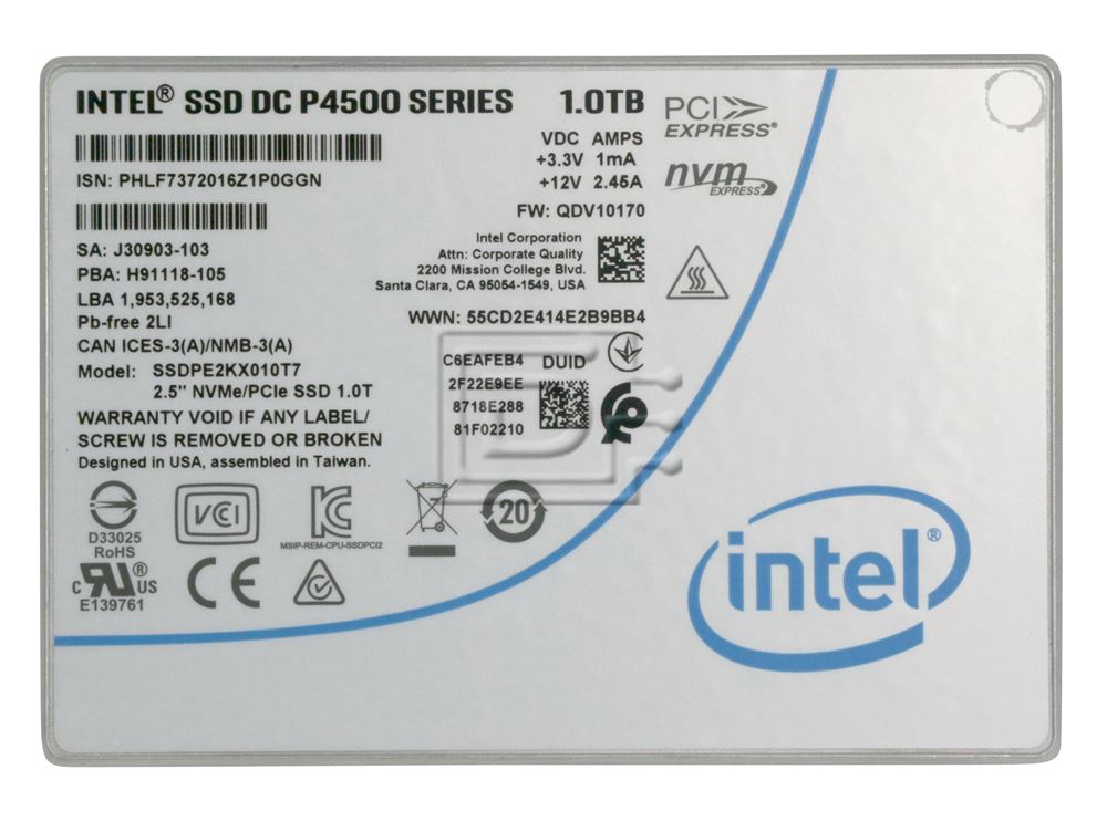 Intel E-SSD 1TB Intel P4500 Serie (SSDPE2KX010T701) thumbnail