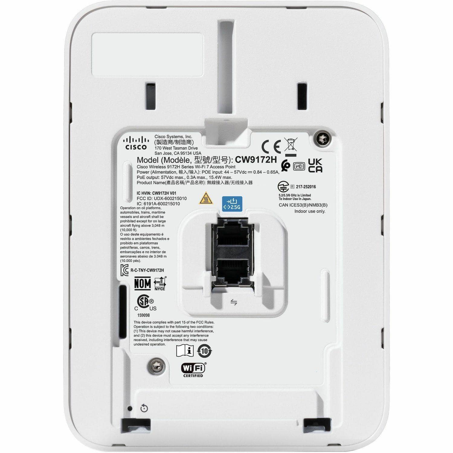 Cisco Wireless 9172H - Accesspoint - Wi-Fi 7, 1GbE, 2.5GbE - Wi-Fi 7, Bluetooth - 2.4 GHz, 5 GHz, 6 GHz - Konfiguriert - Wand- / (CW9172H-CFG) thumbnail