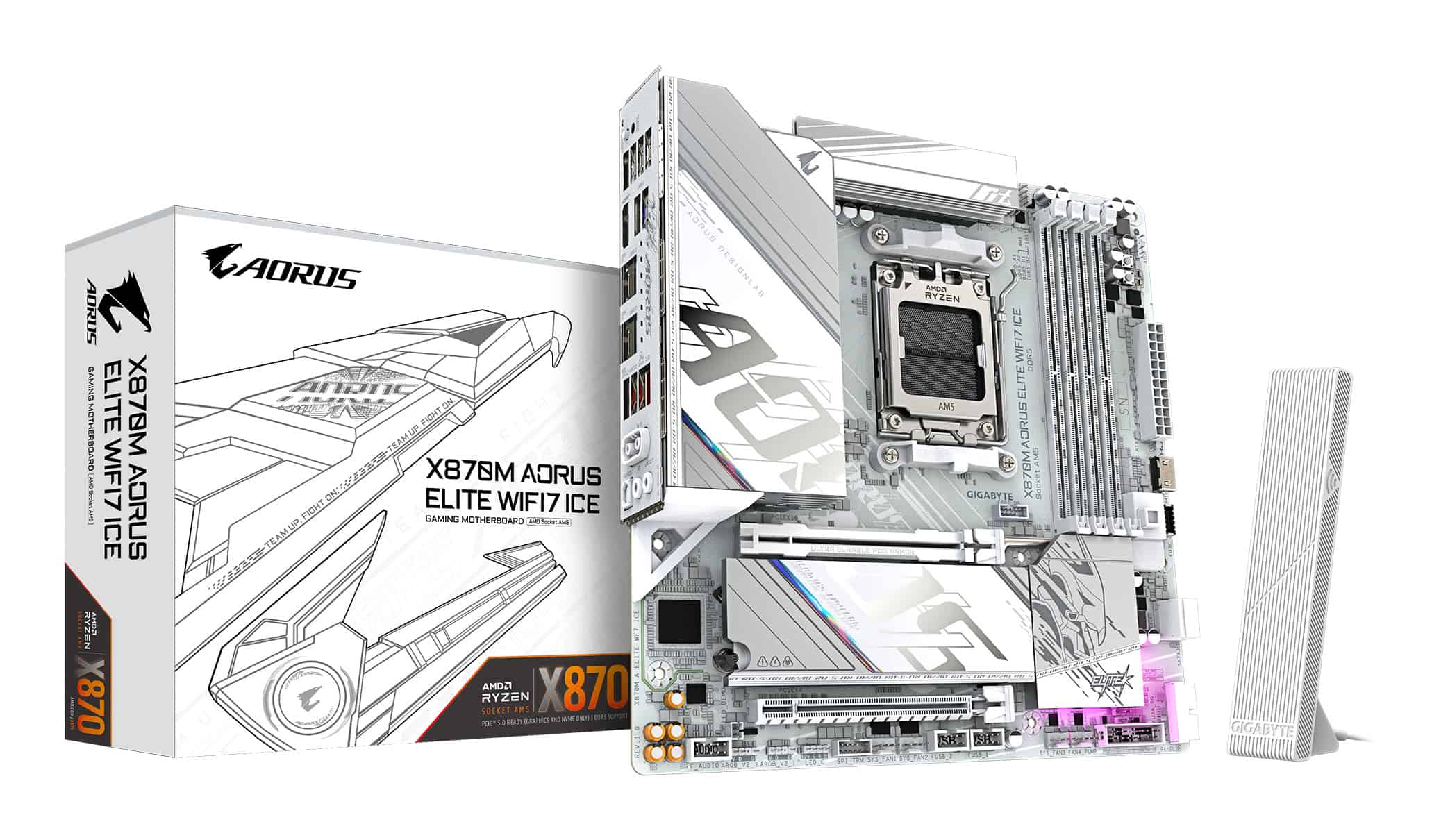 GIGABYTE X870M AORUS ELITE WIFI7 ICE AMD X870 Socket AM5 micro ATX (X870M A ELITE WF7 ICE) thumbnail