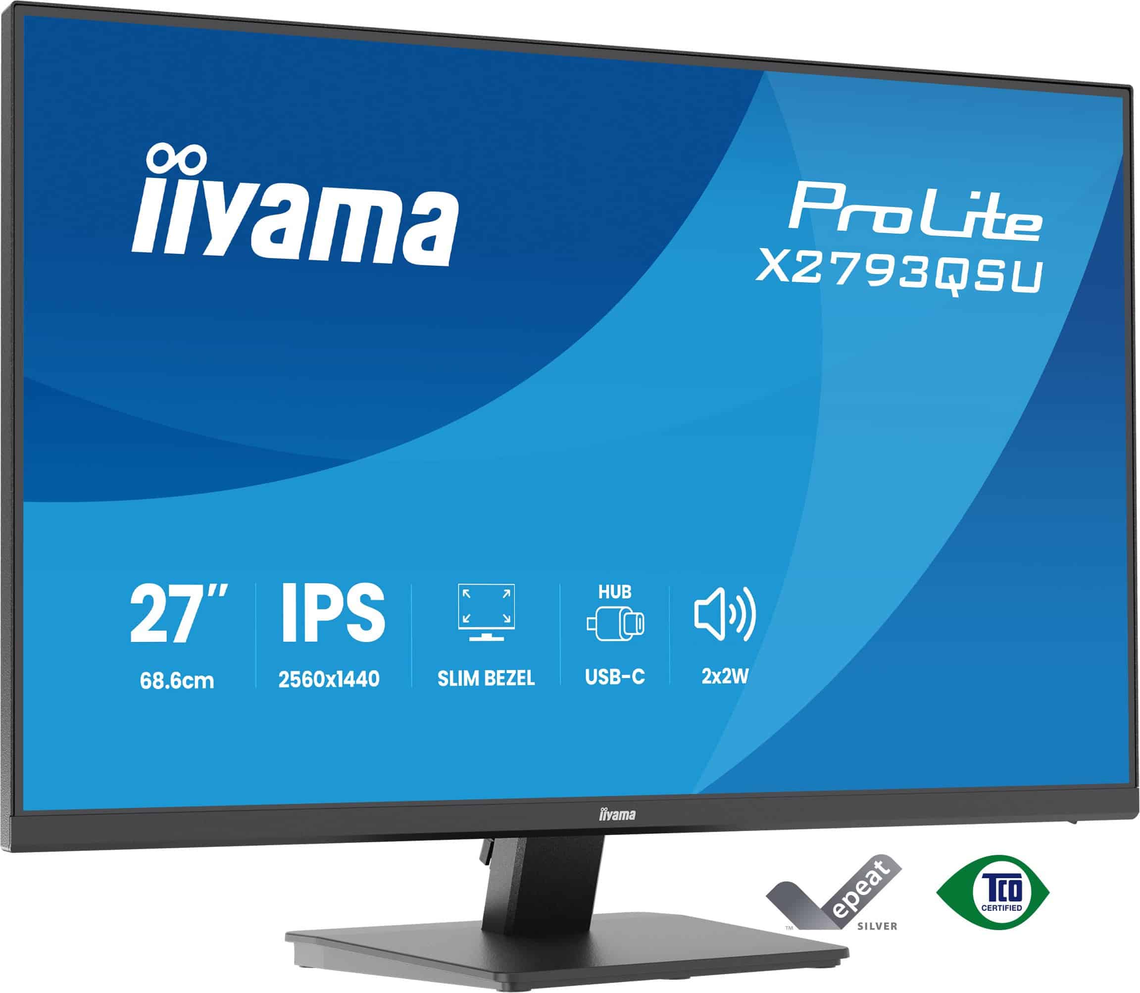 iiyama ProLite X2793QSU-B1 computer monitor 68,6 cm (27") 2560 x 1440 Pixels Quad HD LED Zwart (X2793QSU-B1) thumbnail