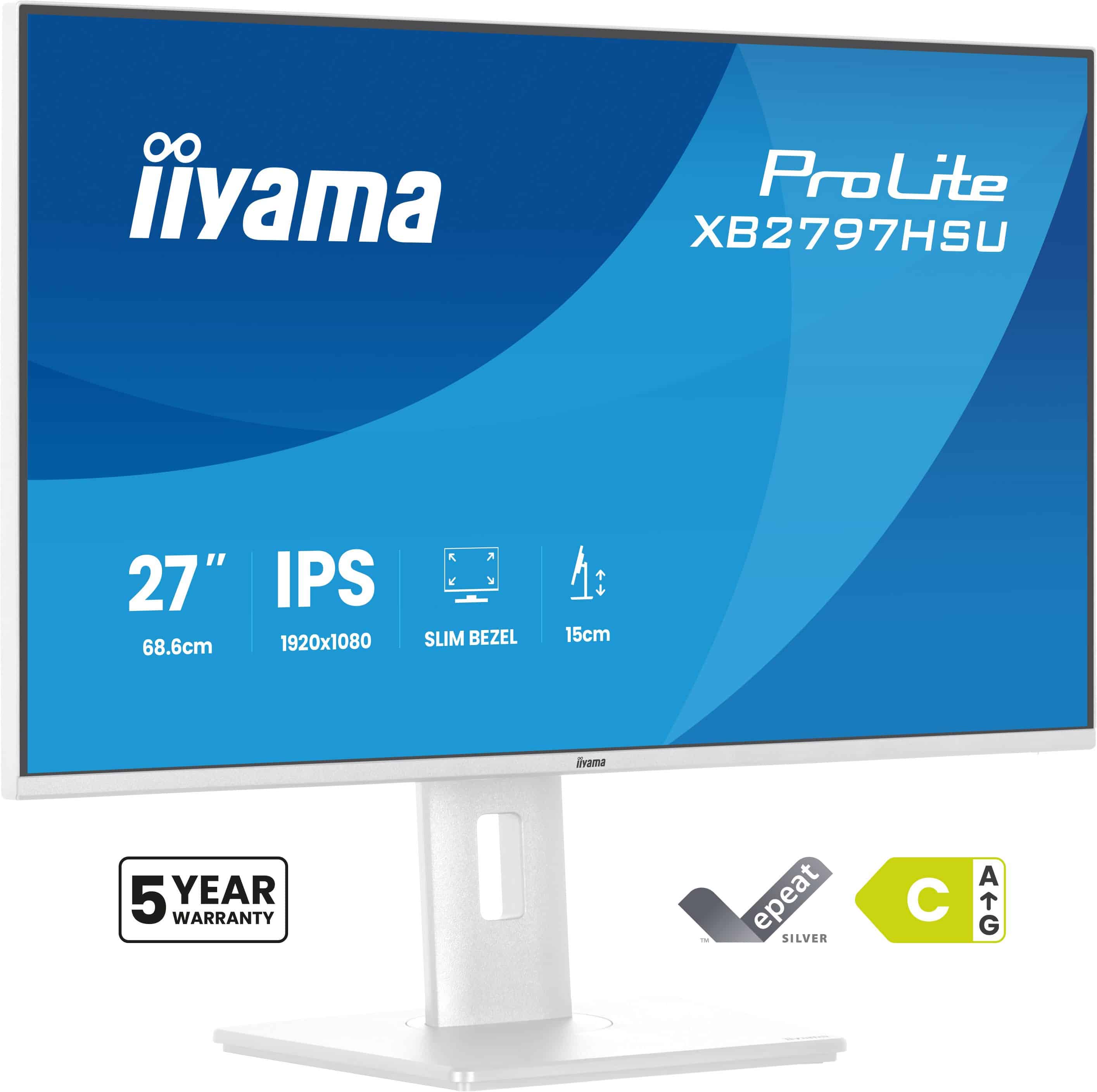 iiyama ProLite XB2797HSU-W1 computer monitor 68,6 cm (27") 1920 x 1080 Pixels Full HD LED Wit (XB2797HSU-W1) thumbnail