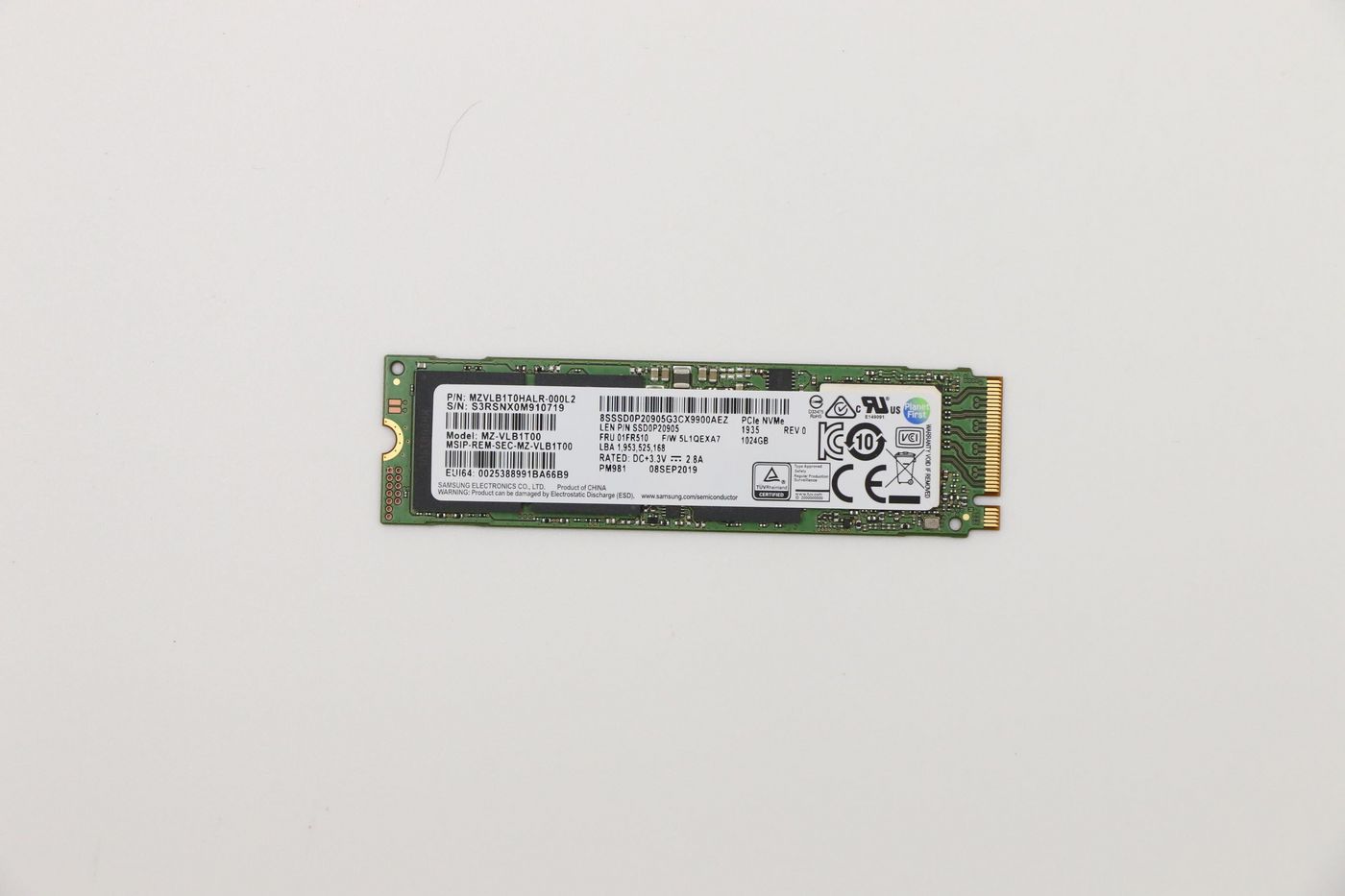 Lenovo SSD 1TB PM981 PCIe M.2 (FRU01FR510) (FRU01FR510) thumbnail