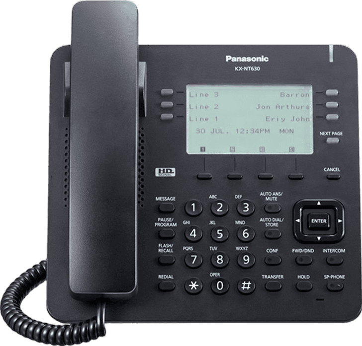 PANASONIC KX-NT630NE-B IP-Systemtelefon schwarz 6 Zeilen LCD Display bel. 6 x 4 flexible Funktionstasten 2,5 mm Headset Buchse P (KX-NT630NE-B) thumbnail