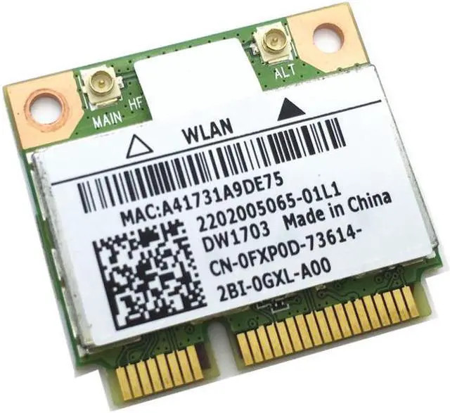 Dell FXP0D Wireless DW1703 802.11 b/g/n and Bluetooth PCI-E Half-Height Mini WLAN Card (FXP0D) thumbnail