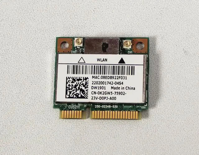 Dell K2GW5 (Atheros CCAI11LP3190T0) DW1901 Wi-Fi And Bluetooth 4.0 Combo Card - PCI Express Half Mini - 802.11n - Dual-band (K2GW5) thumbnail