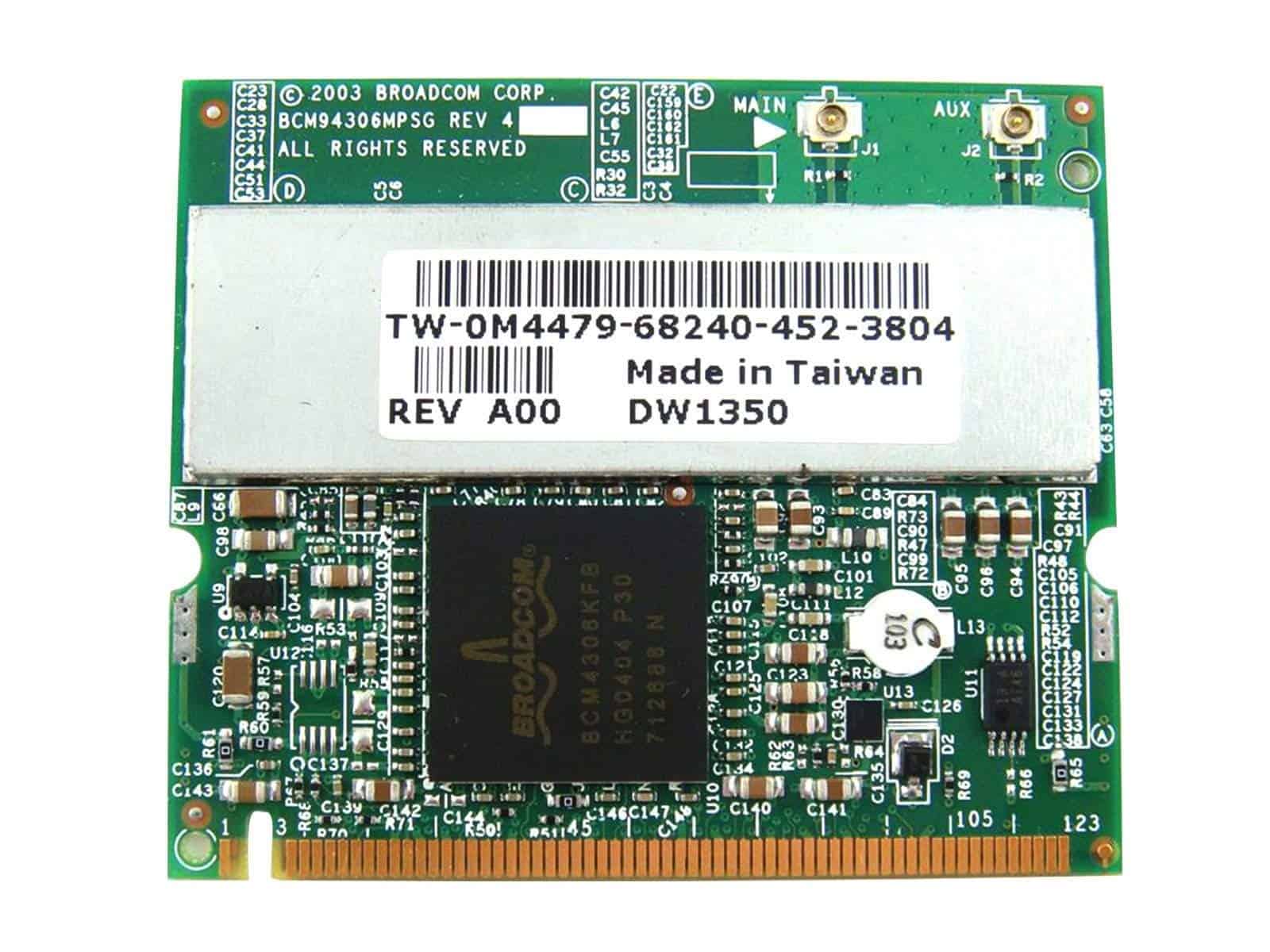 Dell M4479 (Broadcom BCM94306MPSG) Mini PCIe WLAN Network Interface Card - 54 Mbps - 802.11b/g - Low Profile (M4479) thumbnail