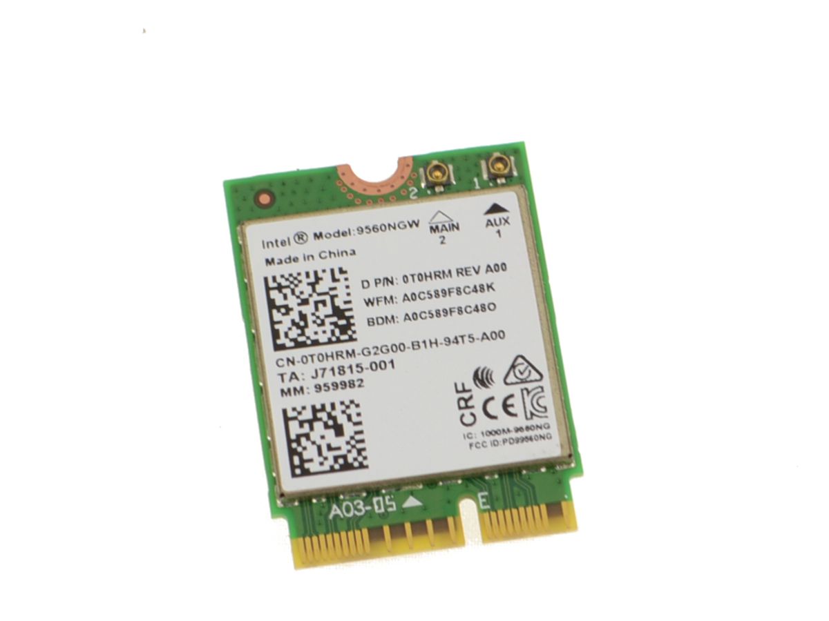 Dell T0HRM Intel Wireless AC 9560 Wi-Fi 802.11ac Bluetooth 5.0 Card for OptiPlex 3060 - 2x2 - 2.4, 5 GHz - M.2 2230 - NGFF (T0HRM) thumbnail