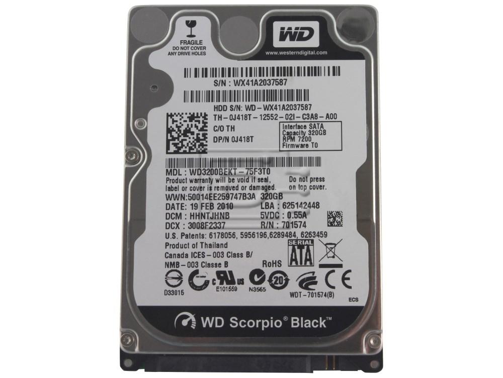 Dell W5Y3D (Western Digital WD3200BEKT-75KA9T0) WD MX-250M 320GB Internal Hard Disk Drive - 2.5-inch - 7200 RPM - SATA - 3 Gbps (W5Y3D) thumbnail