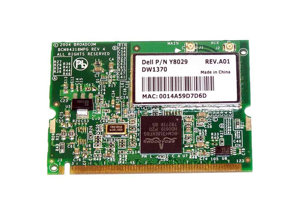Dell DW1370 (Broadcom BCM94318MPG) Y8029 Wireless Card - Wi-Fi 802.11b/g - Mini PCI Express (Y8029) thumbnail