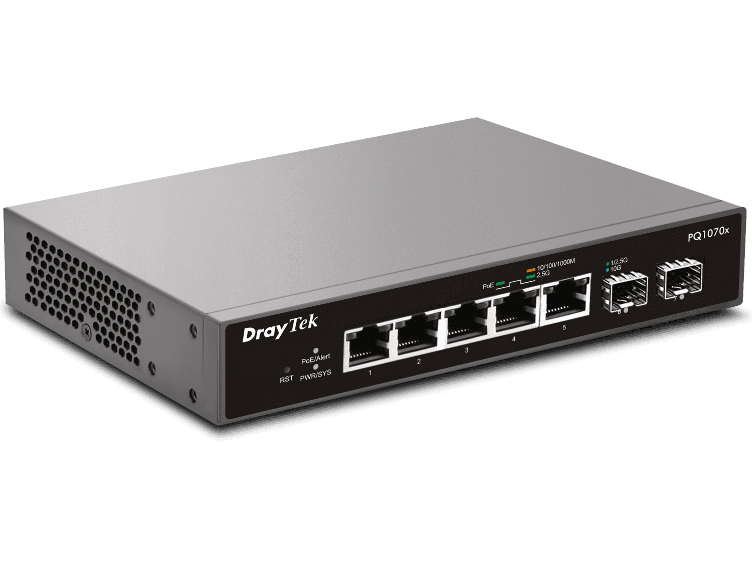 Draytek Switch Desk. DrayTek VigorSwitch PQ-1070x  2*SFP+/ 5*2,5GBE retail (VSWITCHPQ1070X-DE-AT-CH) thumbnail