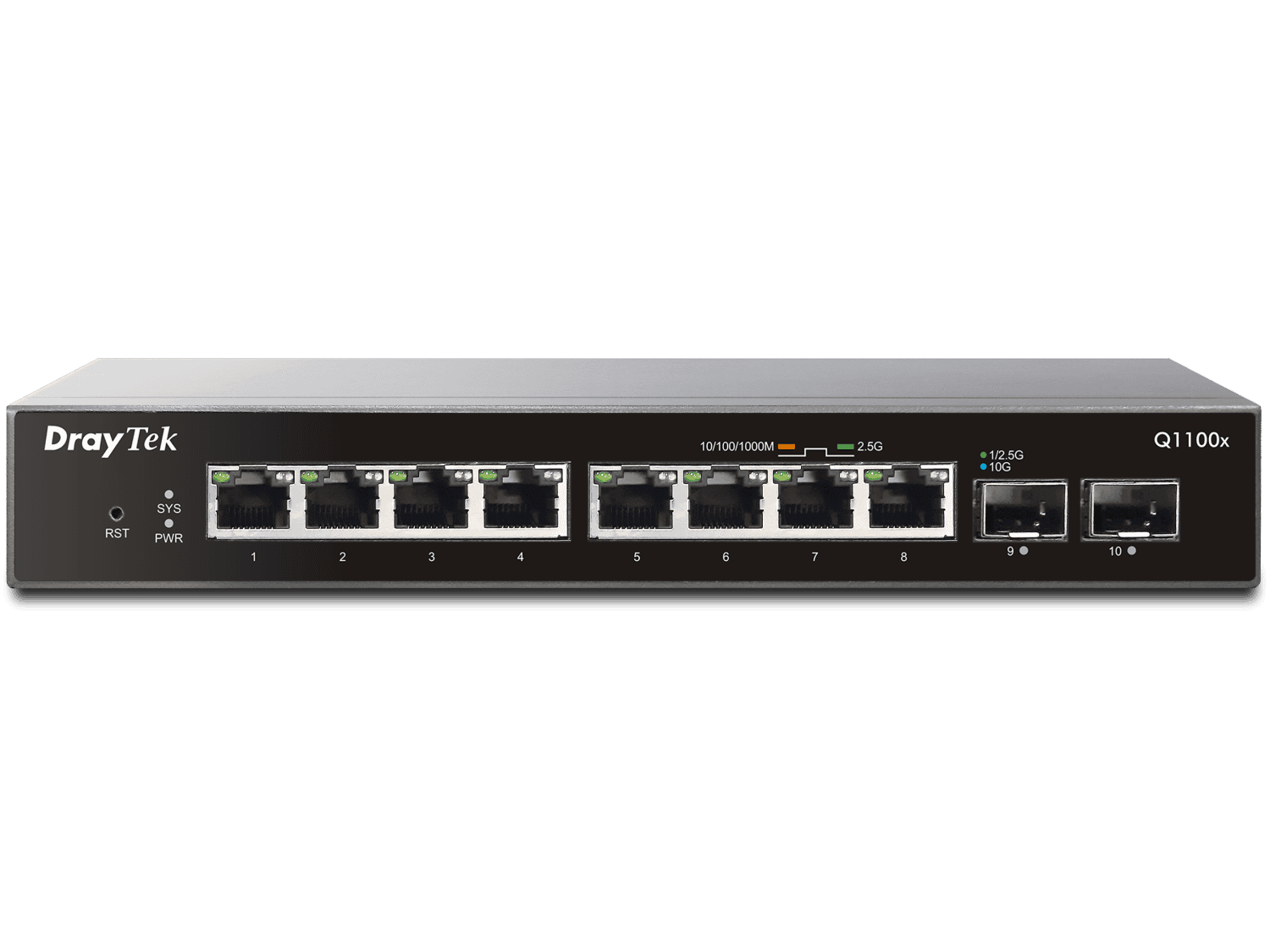 Draytek Switch Desk. DrayTek VigorSwitch  Q-1100x  2*SFP+/ 8*2,5GBE retail (VSWITCHQ1100X-DE-AT-CH) thumbnail