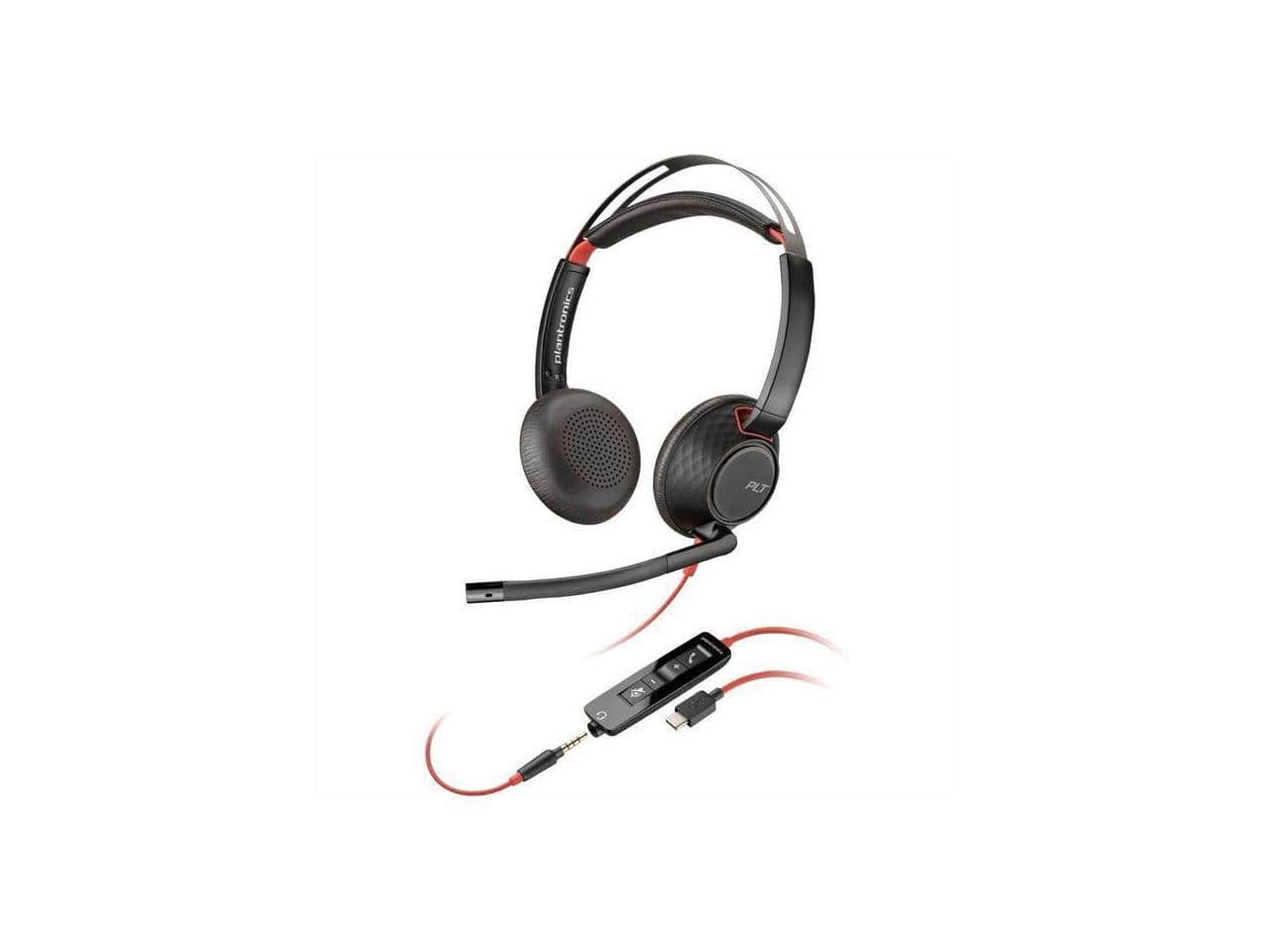 HP Poly Blackwire 5220 8M3W5AA Wired Stereo Headset - Black - 3.5mm Plug - USB-C / USB-A Adapters - Microsoft Teams Certified -  (8M3W5AA) thumbnail