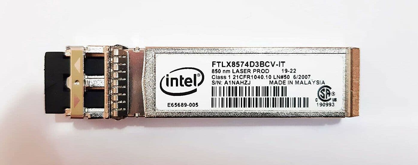 Intel FTLX8574D3BCV-IT 10G/1G Dual Rate SFP+ Optical Transceiver - 850 nm - 10G BASE-SR and 1000 BASE-SX (FTLX8574D3BCV-IT) thumbnail