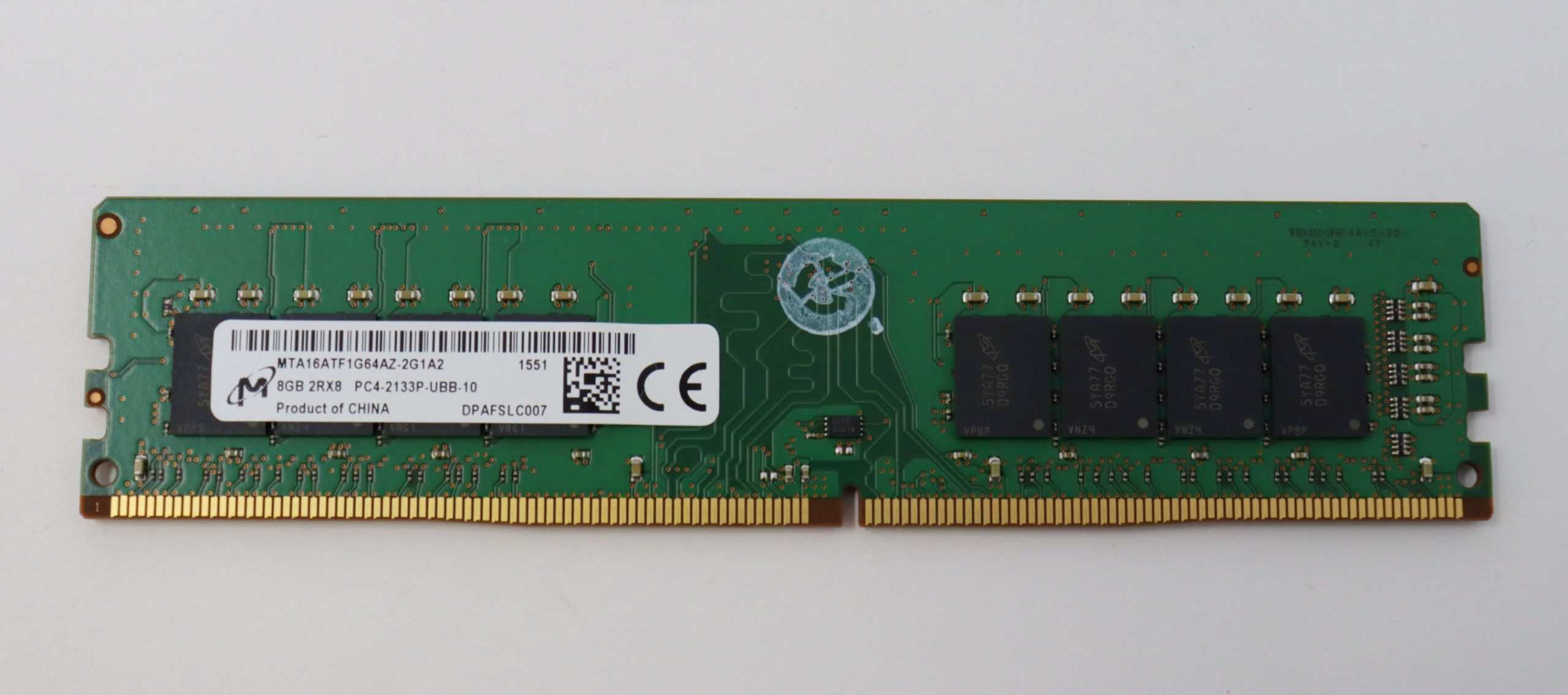 MICRON 8GB (1*8GB) 2RX8 PC4-17000P-U DDR4-2133MHZ UDIMM (MTA16ATF1G64AZ-2G1A2) thumbnail