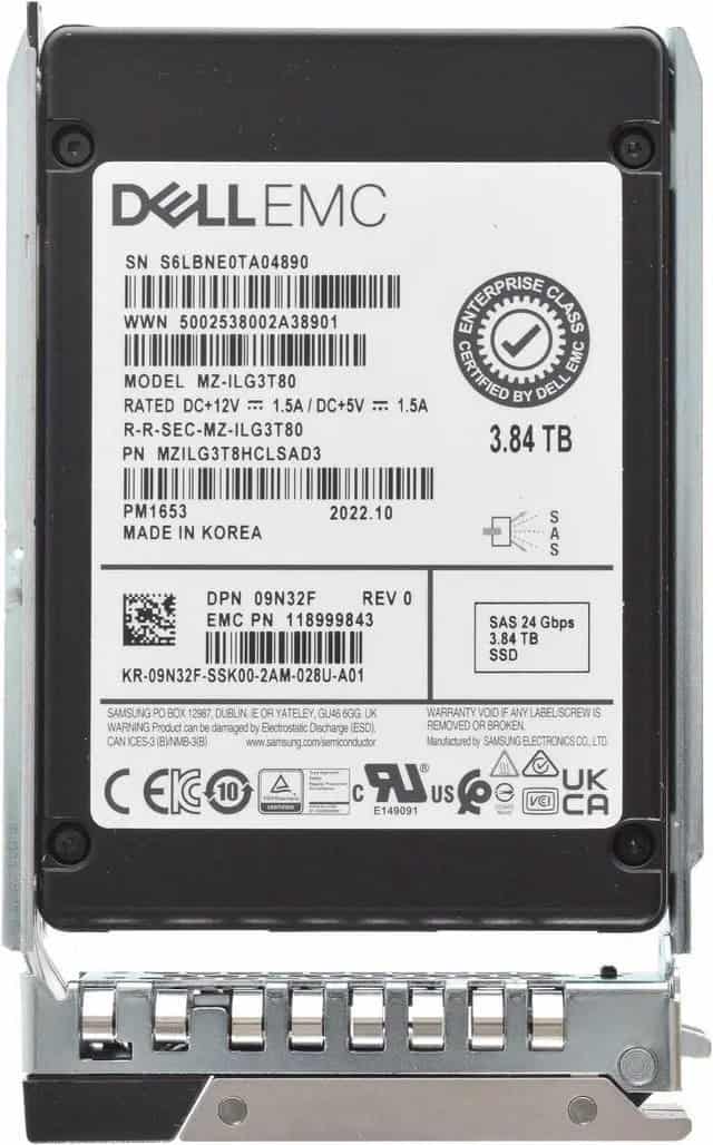 Dell 3.84TB SAS SSD RI 24GBPS (9N32F-RFB) thumbnail
