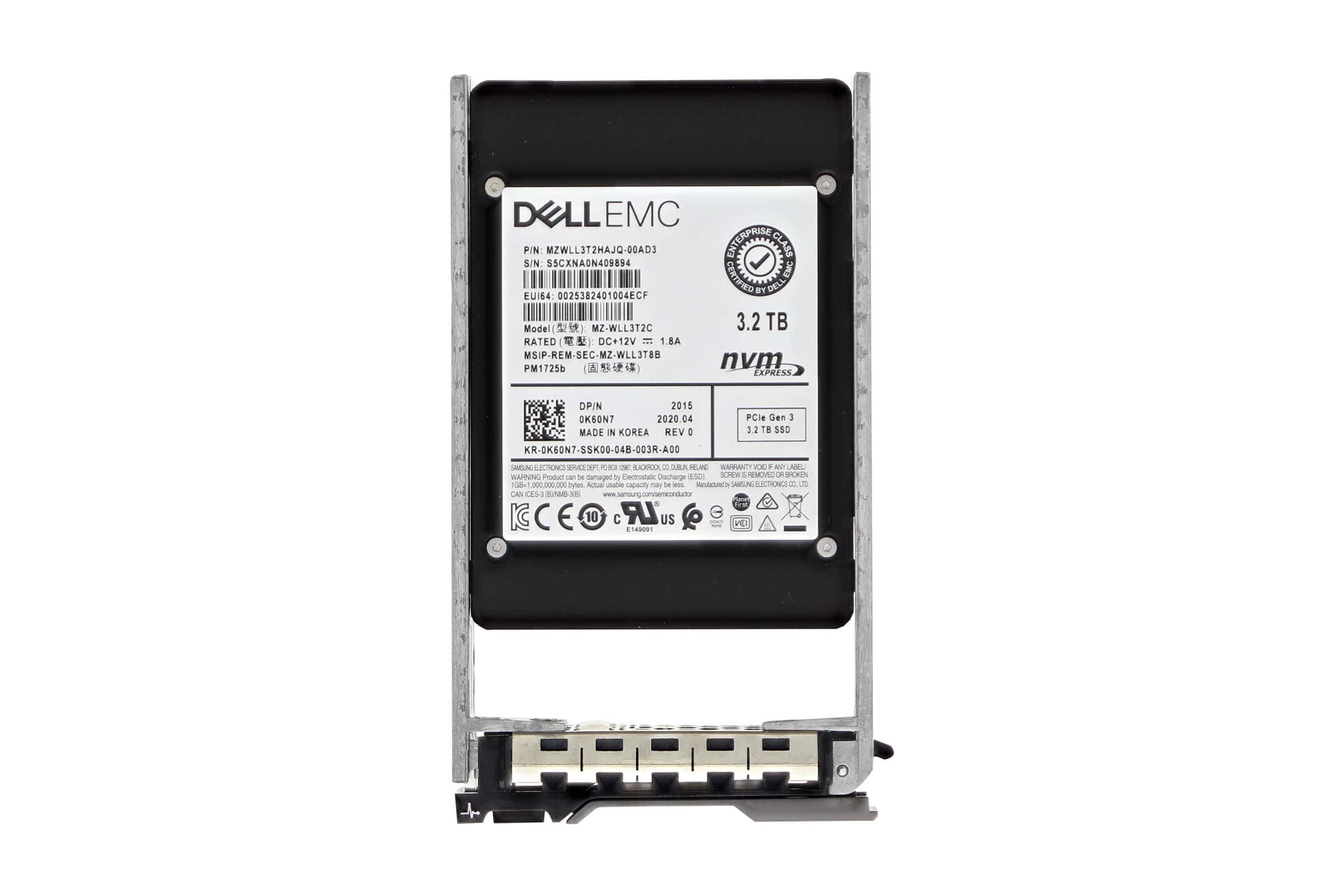 Dell 3.2TB SSD 2.5 NVMe PCI-e Gen3 (K60N7-RFB) thumbnail