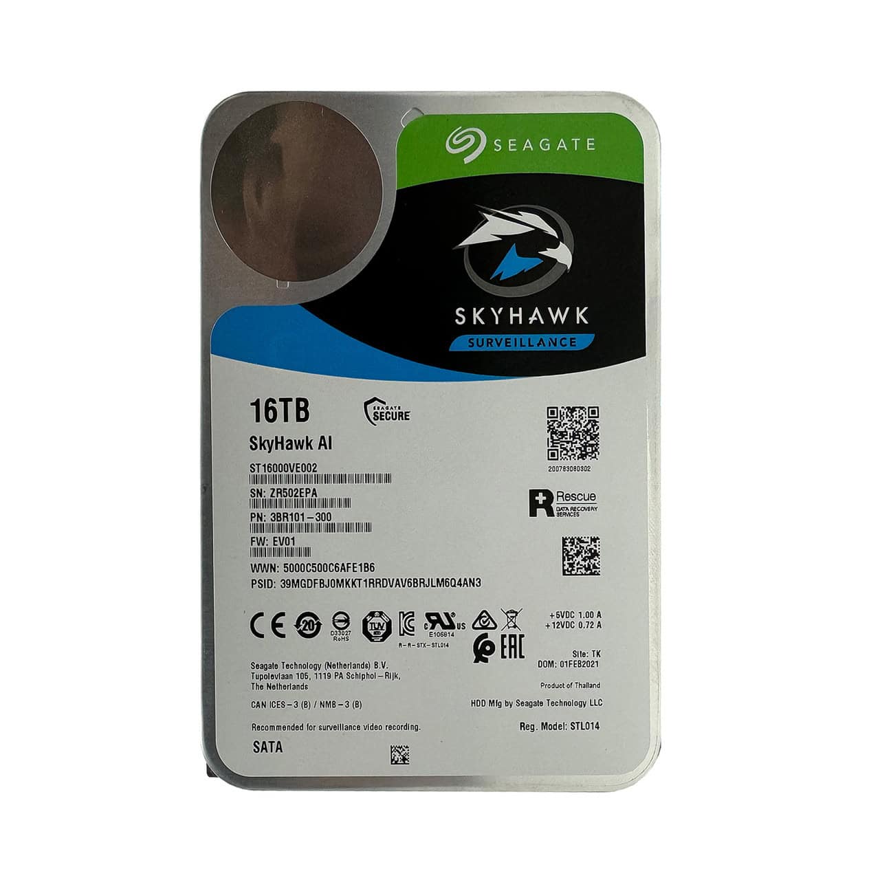 Seagate SkyHawk/16TB/HDD/3.5/SATA/7200 RPM/3R (ST16000VE002) thumbnail