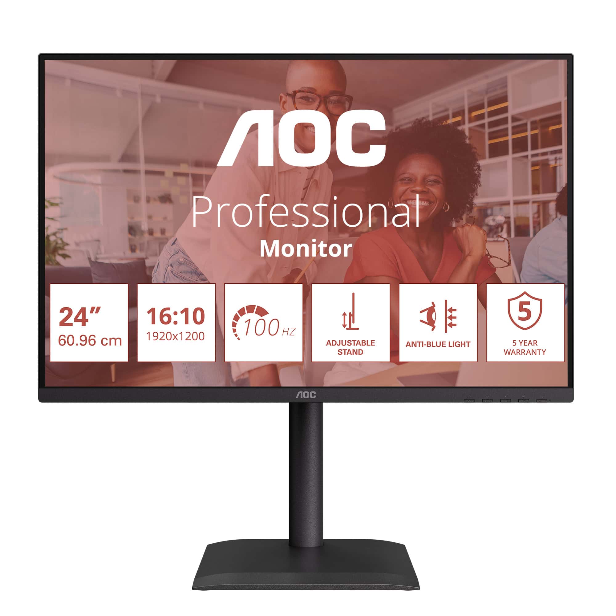 AOC E4 X24E4U computer monitor 61 cm (24") 1920 x 1200 Pixels Full HD LED Zwart (X24E4U) thumbnail