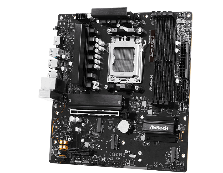 ASRock A620AM PRO-A AM5 4DDR5 HDMI M.2 MATX Motherboard (A620AM PRO-A) thumbnail