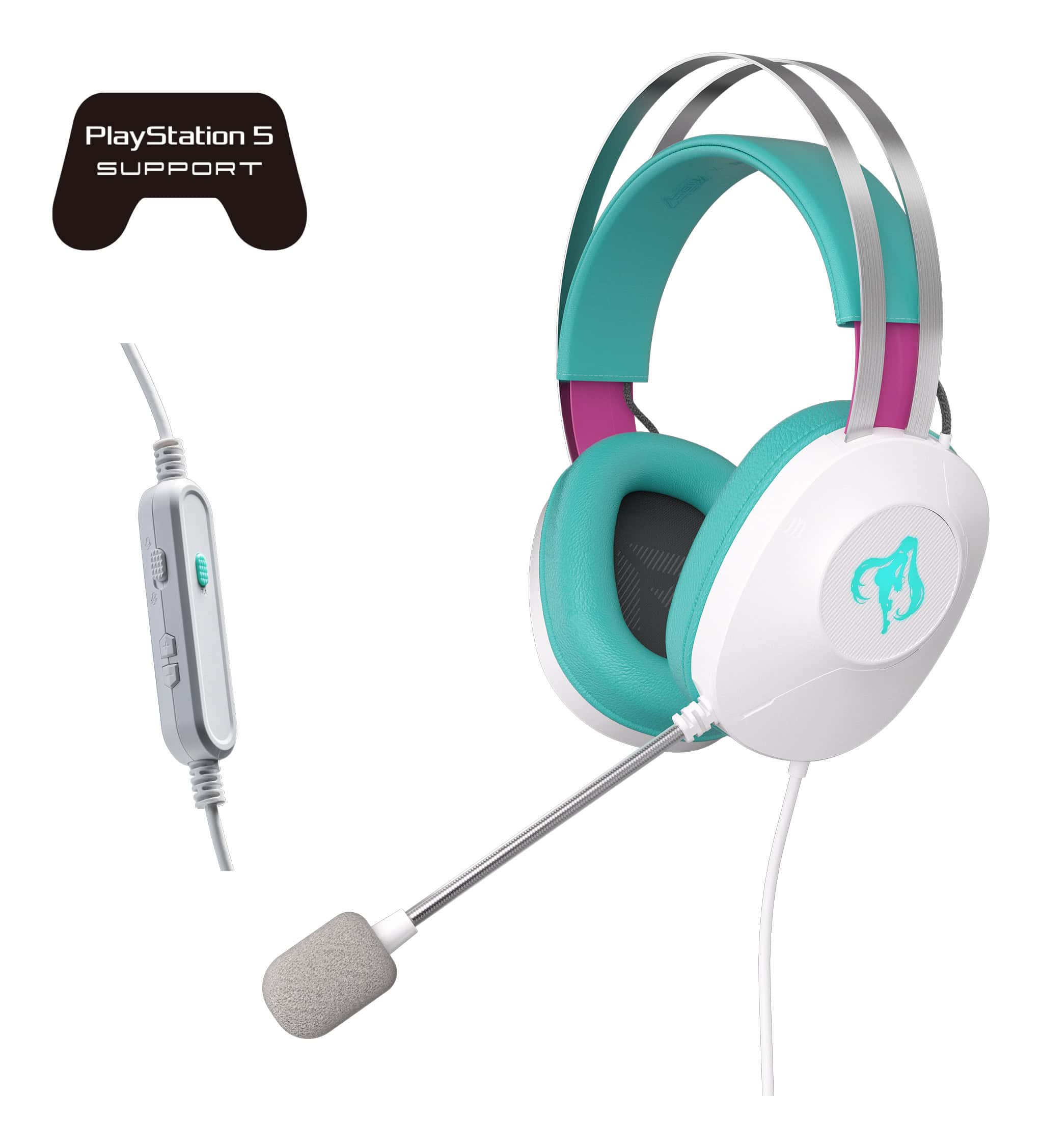 ASUS TUF Gaming H1 Gen II Hatsune Miku Edition Headset Bedraad Hoofdband Gamen USB Type-A Roze, Turkoois, Wit (90YH048B-BHUA00) thumbnail