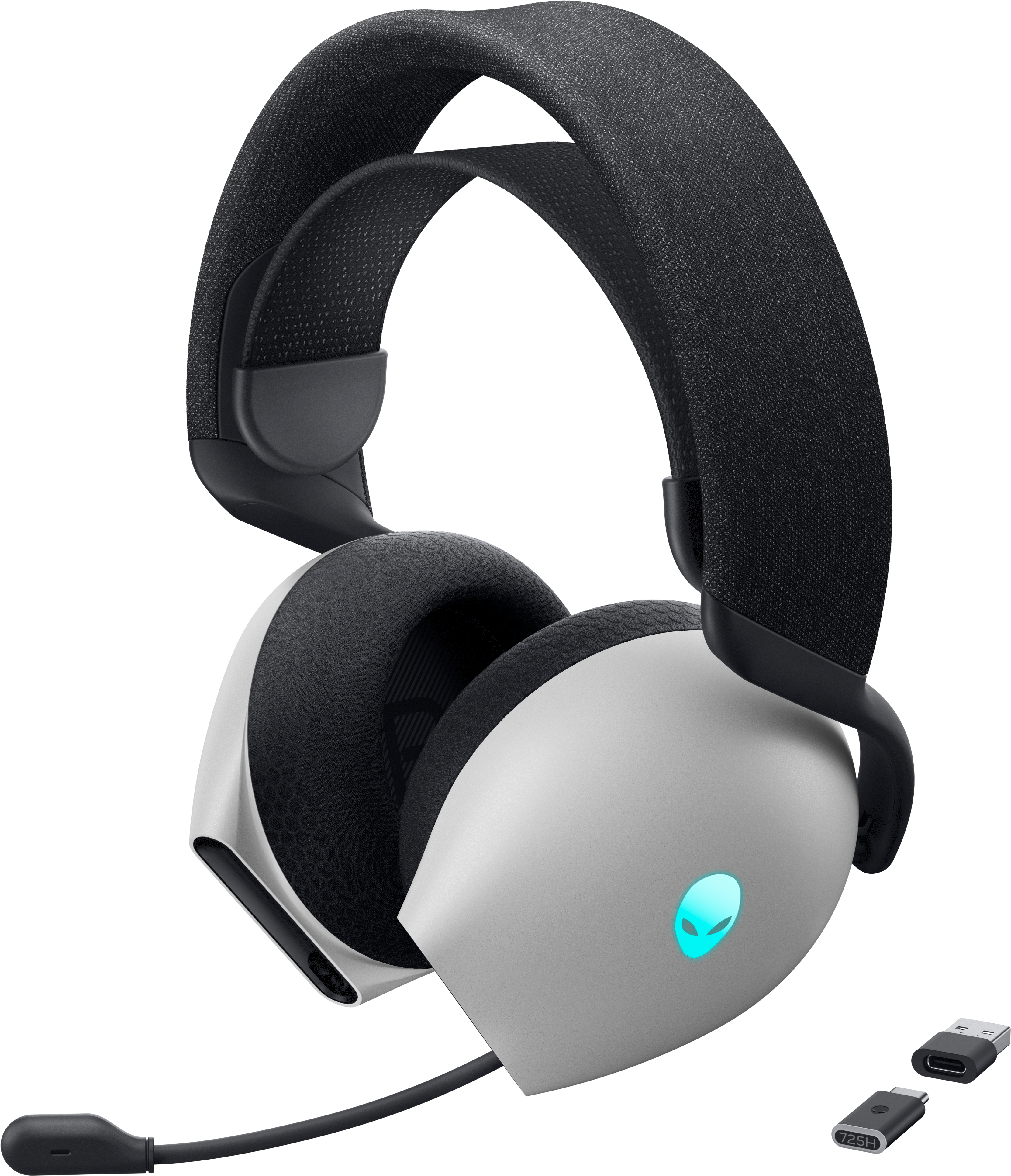 Alienware AW725H Headset Bedraad en draadloos Hoofdband Gamen USB Type-C Bluetooth Zwart, Wit (545-BBFV) thumbnail