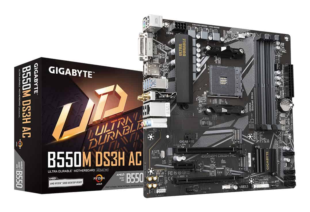 GIGABYTE B550M DS3H AC moederbord AMD B550 Socket AM4 micro ATX (B550M DS3H AC) thumbnail