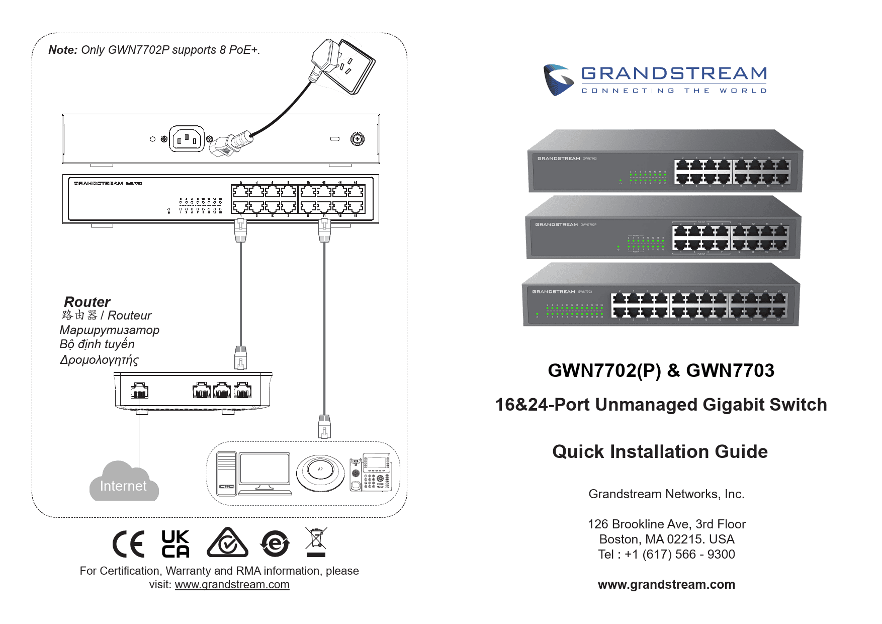 Grandstream Networks Grandstream GWN7702P Unmanaged Network Switch 16 ports / 8 PoE out (GWN7702P) thumbnail