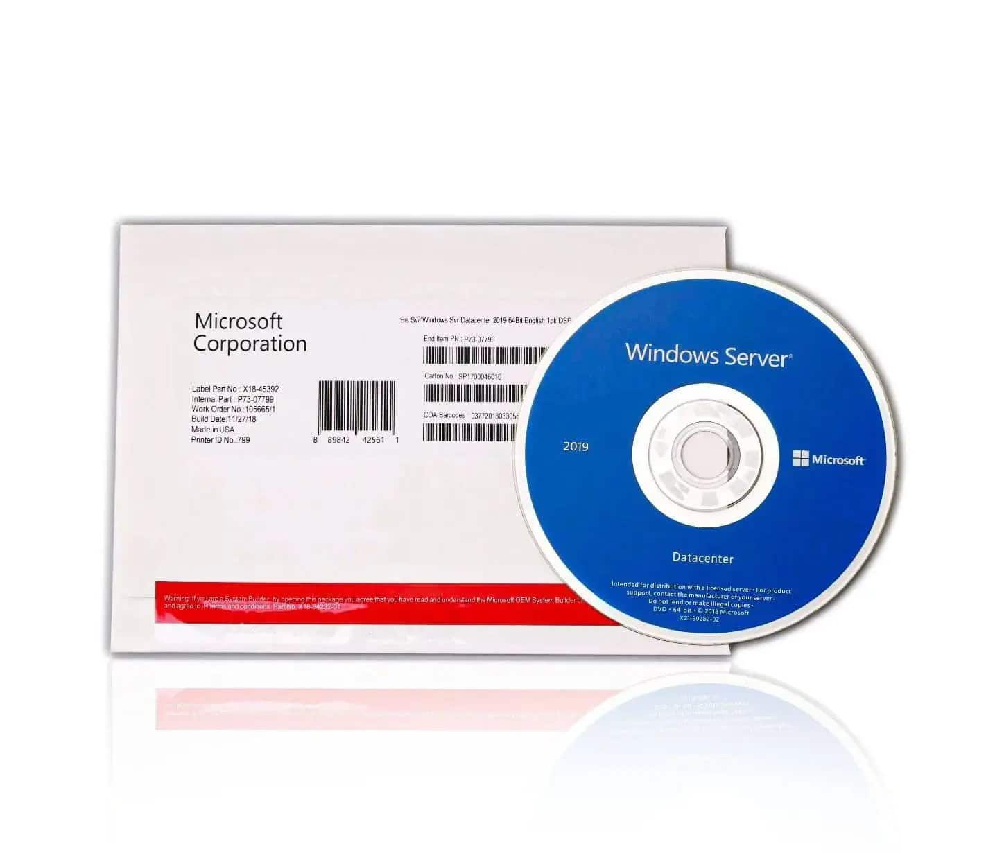Microsoft Windows Svr Datacntr 2019, Windows Svr Datacntr 2019 64Bit HU 1pk DSP OEI DVD 24 Core (P71-09045) thumbnail