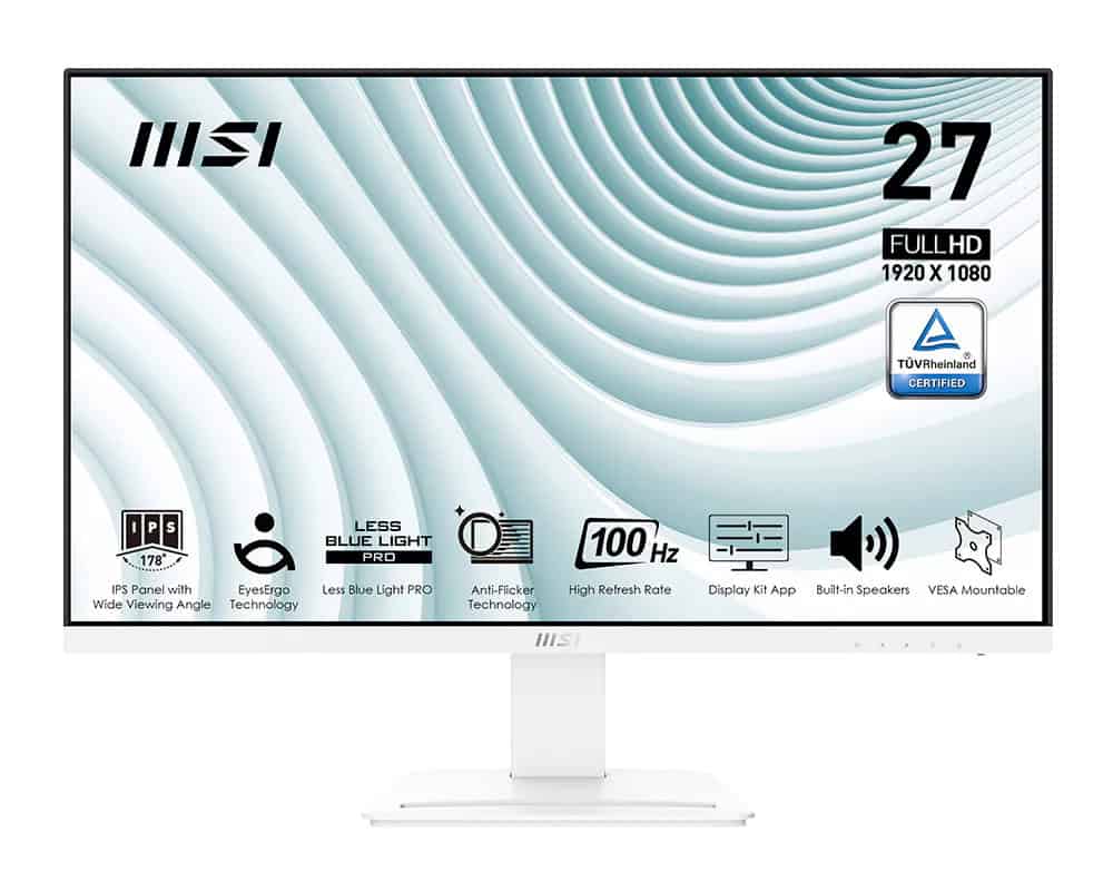 MSI PRO MP273AW 27inch IPS FHD 100Hz 4ms D-SUB HDMI DP Speakers White monitor (PRO MP273AW) thumbnail