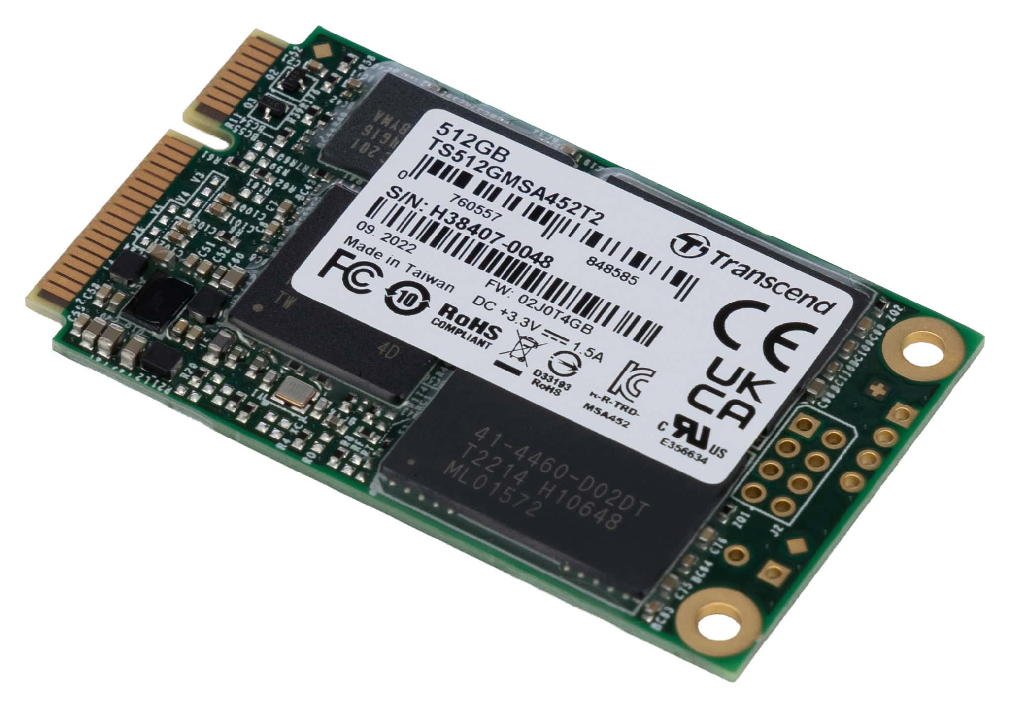 Transcend MSA452T-I - SSD - 512 GB - interní - mSATA - SATA 6Gb/s (TS512GMSA452T-I) thumbnail