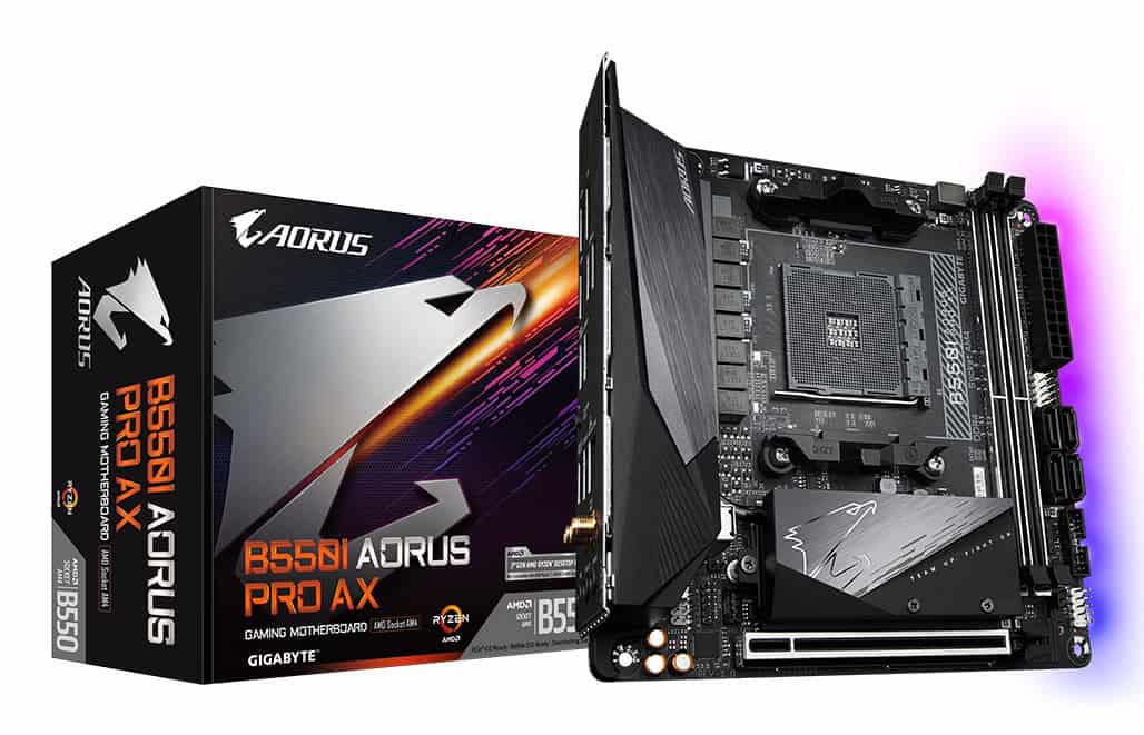 GIGABYTE B550I AORUS PRO AX moederbord AMD B550 Socket AM4 mini ITX (B550 I AORUS PRO AX) thumbnail