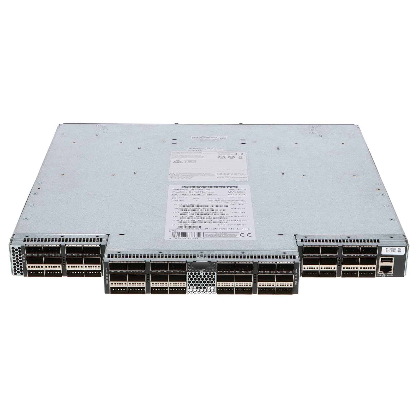 Intel OPA 100 Series 48-port Unmanaged Edge Switch (Port-Side Exhaust) (044913X) thumbnail