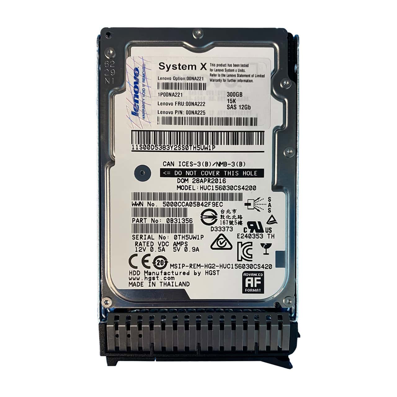 Lenovo 300GB 15K 12Gbps SAS 2.5in G3HS 512e HDD (00NA222) thumbnail