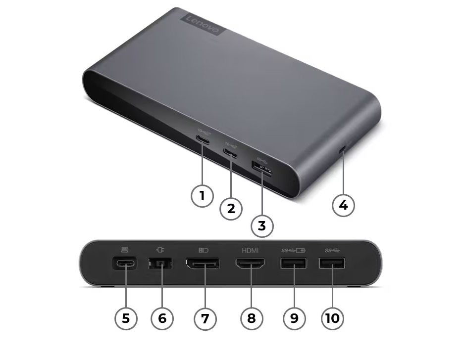 Lenovo Notebook Dock/Port Replicator 2 X Usb 3.2 Gen 2 3.1 2 (40B30090DK) (40B30090DK) thumbnail