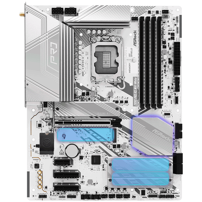 ASRock MB Sc LGA1851 Z890 PRO RS WIFI WHITE - Intel Z890 - 4xDDR5 - 1xHDMI - WI-FI (Z890PRORSWIFIWHITE) thumbnail