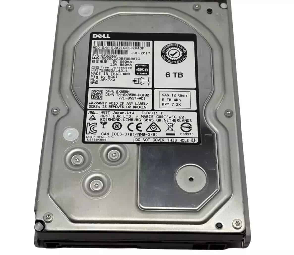 Dell 6TB 7.2K 3.5 SAS 12G 4Kn HUS726060AL4214 (X85RH) thumbnail