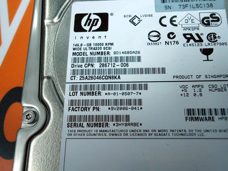 HP DRV, HD 146G U320 80P 10K-SGT (286712-006) thumbnail