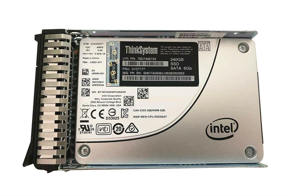 Lenovo ThinkSystem 2.5in Intel S4600 240GB Mainstream SATA 6Gb Hot Swap SSD (01GT777) thumbnail
