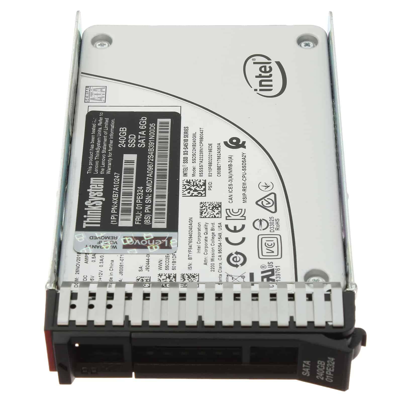 Lenovo ThinkSystem 2.5in Intel S4510 240GB Entry SATA 6Gb Hot Swap SSD (01PE324) thumbnail